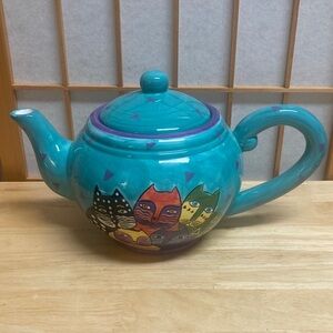 Laurel Burch Designs Studio Whimsical Cats Ceramic Teapot